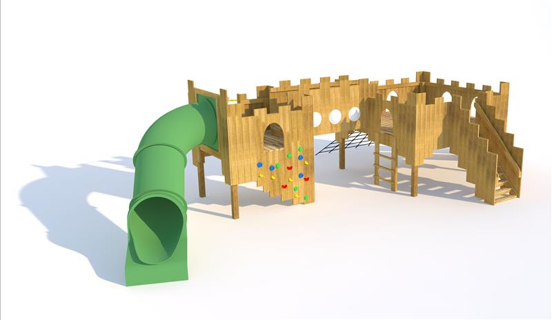 Technical render of a Langley Play Castle 1.5M